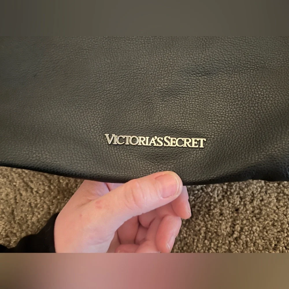 Victoria's Secret Black Faux Leather Fringe Hobo Women's Backpack